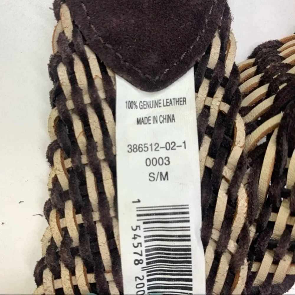 Dark Brown & Cream Chunky Woven Leather Belt‎